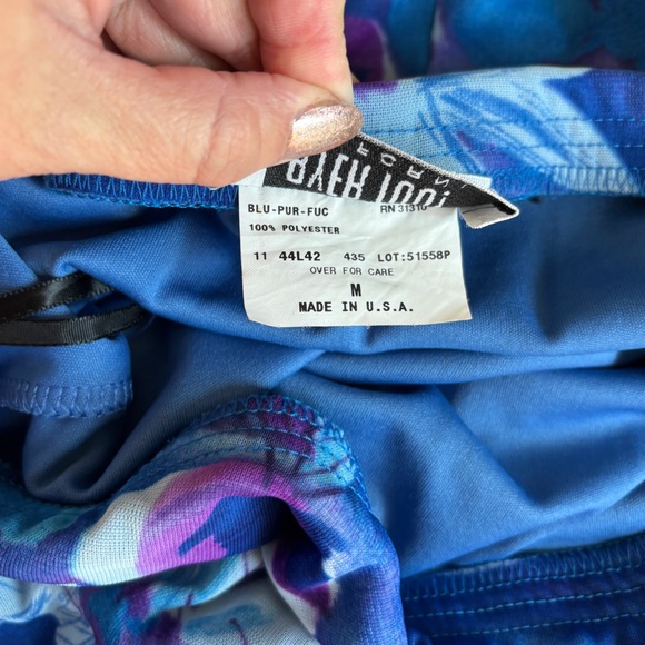 Vintage 90s Y2K Strapless Floral Blue & Purple High Low Dress - Picture 3 of 13